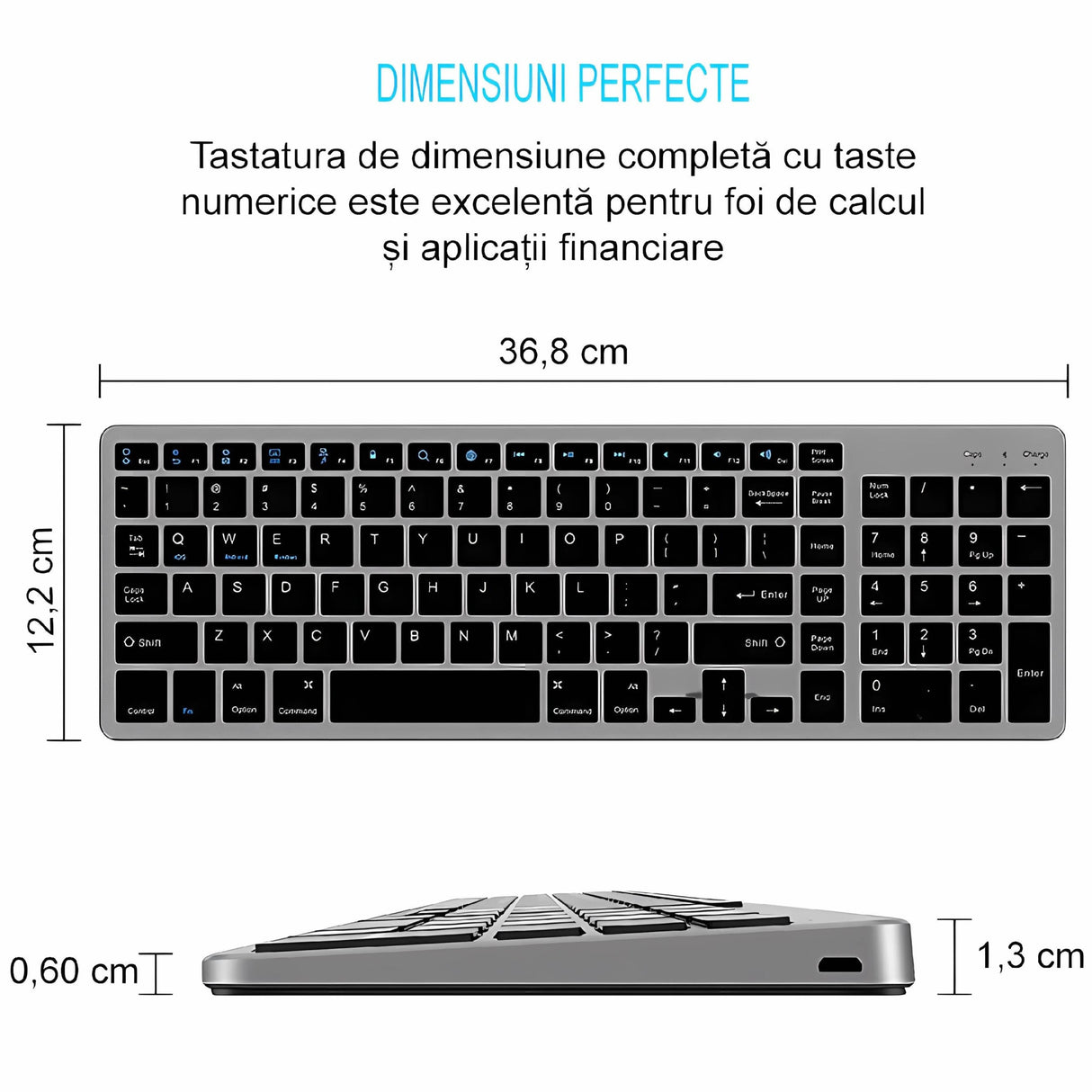 Bervolo Rechargeable Bluetooth Keyboard, Black