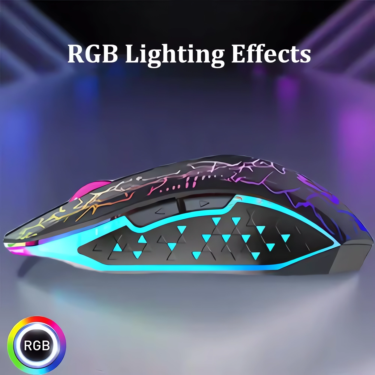 Bervolo® Spider Vezeték Nélküli Gamer Egér, Dual Mód Bluetooth 5.2 & 2.4GHz, RGB, 6 Halk Gomb, 1600 DPI, Type-C Újratölthető, Kompatibilis Windows, MacOS, Linux, Ergonomikus, Fekete