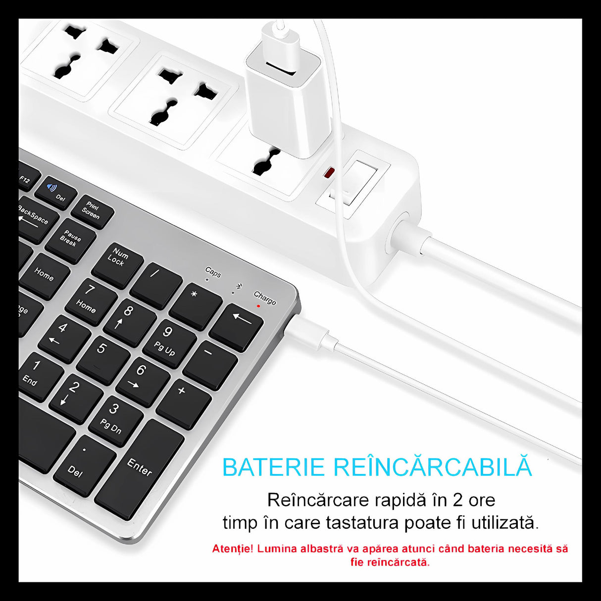 Bervolo Rechargeable Bluetooth Keyboard, Black