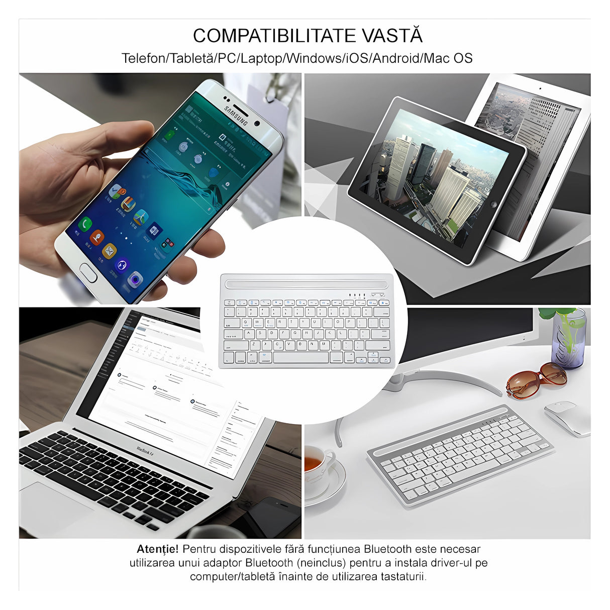 Bervolo Double Stand Keyboard, Silver