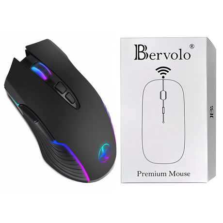 Bervolo® Office Mouse Jiggler, Simulates Cursor Movement, Undetectable, RGB, Plug & Play, Black