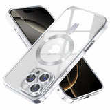 Protective Case Bervolo® MagSafe, Compatible with iPhone 16 Pro Max, Transparent, Anti-Yellowing, Shock-Resistant, Scratch-Resistant, Reinforced Edges, Silver