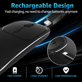 Bervolo® Metal X Kétfunkciós Vezeték Nélküli Egér, USB és Bluetooth 5.1, Újratölthető, Windows, Mac, Android, 600mAh Akkumulátor, Állítható DPI 800/1200/1600, Fekete