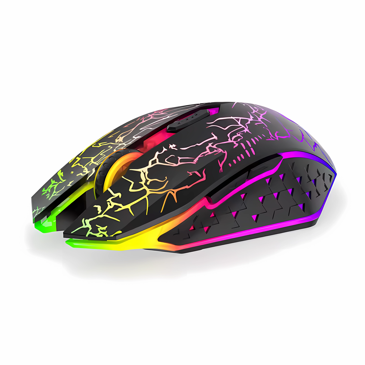 Bervolo® Spider Vezeték Nélküli Gamer Egér, Dual Mód Bluetooth 5.2 & 2.4GHz, RGB, 6 Halk Gomb, 1600 DPI, Type-C Újratölthető, Kompatibilis Windows, MacOS, Linux, Ergonomikus, Fekete
