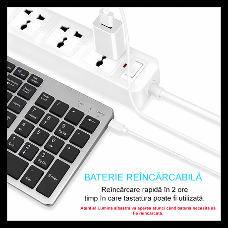 Bervolo Rechargeable Bluetooth Keyboard, Black