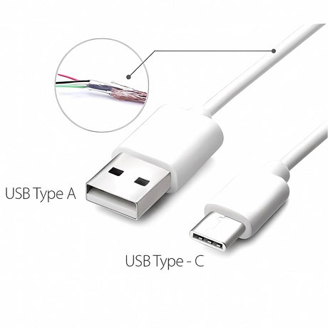 Bervolo Data and Fast Charging Cable Type-C Type-C, USB to Type-C, Fast Charge, 0.3 m, Universal Compatibility, Premium Durable Material, White