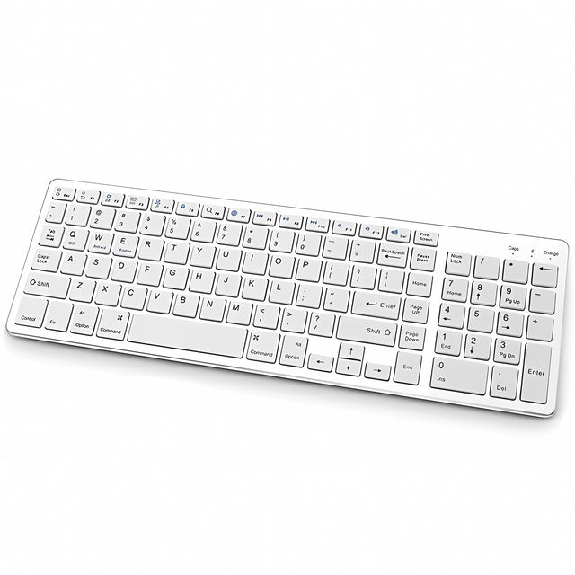 Bervolo Rechargeable Bluetooth Keyboard, Silver