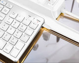 Bervolo® Újratölthető Bluetooth Billentyűzet – Scissor Switch, Multimédiás Billentyűk, Univerzális Kompatibilitás, Windows/Mac/iOS/Android, Ezüst