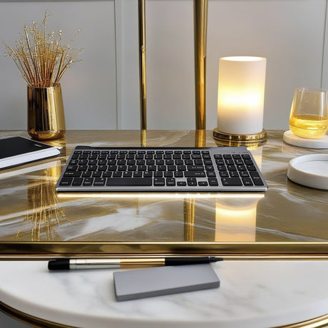 Bervolo® Újratölthető Bluetooth Billentyűzet – Scissor Switch, Multimédiás Billentyűk, Univerzális Kompatibilitás, Windows/Mac/iOS/Android, fekete