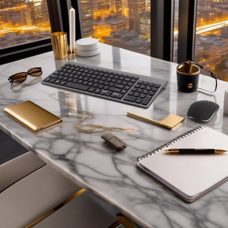 Univerzális Prémium Billentyűzet és Egér Szett Bervolo®, Vezeték Nélküli 2.4G, Scissor Switch Kattintás, US Verzió, Szürke